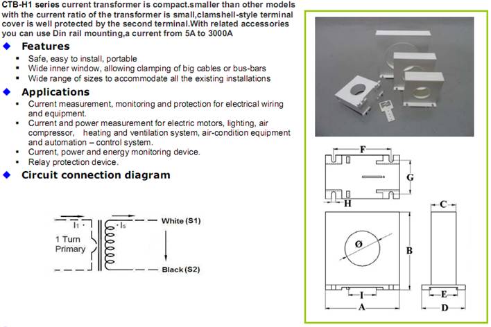 CTBH1 Series Low Voltage CT 